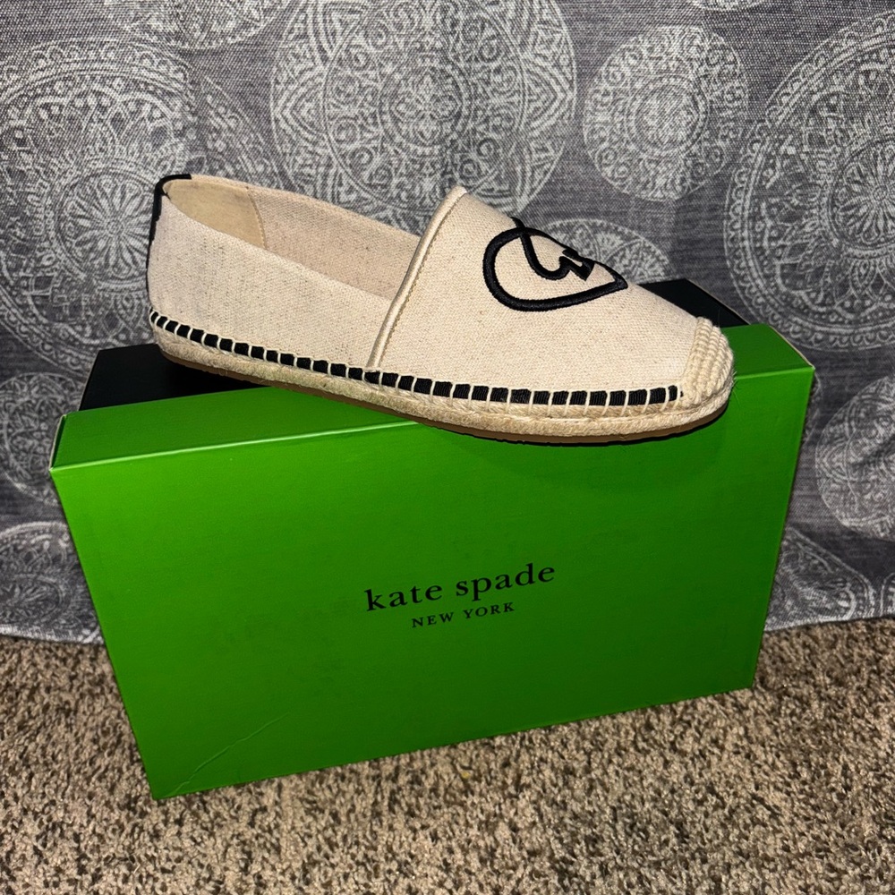 Kate Spade Cream Espadrilles with Black Detail